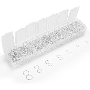 2300pc Assorted Silver Jump Rings for Crafts Jewelry Making Supplies - 7 Sizes (3mm to 10mm) DIY Open Jump Ring Hoops for Chain, Necklaces Links, Bracelets, Earrings, Keychain, Split ring for Crafting
