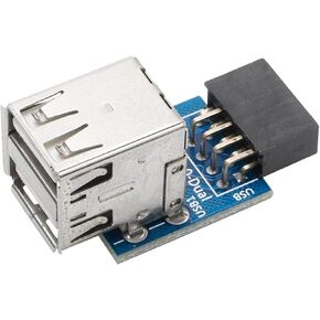 JIUWU 9 Pin USB 2.0 Female Pin Header to Dual USB2.0 Port Adapter-Double Decker Type