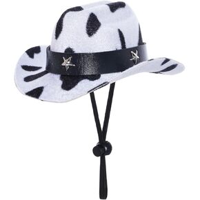 choyaxo Dog Cowboy Hat The Black and White Dalmatian Costume Mini Dog Cowboy Costume for Small Pet Dogs Cat Party Accessories (Small)