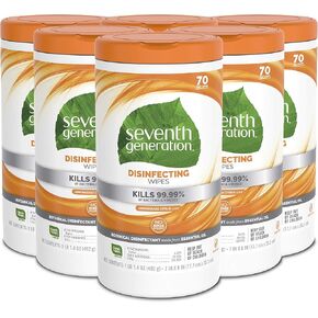Seventh Generation Disinfecting Multi Surface Wipes, Botanical Disinfectant, 70 Count, Pack of 6