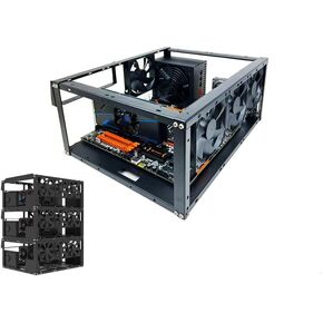 DIY Computer Case PC Frame Desktop Chassis Stackable Rack Stand Open Air case Supports ATX ITX MacroATX E-ATX X79 X99 Motherboard, can be Stacked up to 10 Layers