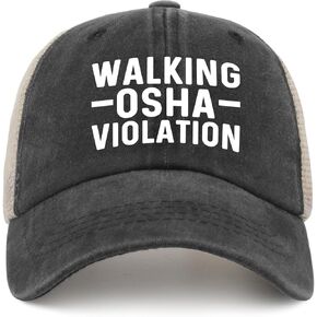 Walking OSHA Violation Hat Trucker Hat Men Vintage Mesh Hat for Summer