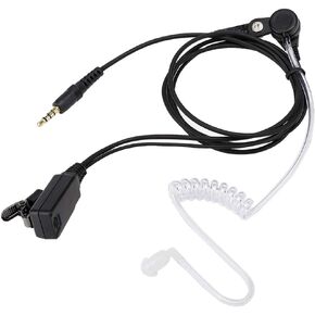 PTT Walkie Talkie Headset, Behind The Head Over Earpiece Earpiece Air Transparent Tube 3.5mm Earphone Tactical PTT Adapter Walkie Talkie Monaural Headset Fit for 1s