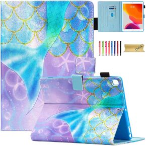Dteck Case for iPad 9th/8th/7th Generation (2021/2020/2019) 10.2 Inch, Premium PU Leather Shockproof Stand Folio Case with Pen Holder Elastic Band Protective Soft TPU Wallet Cover, Butterfly