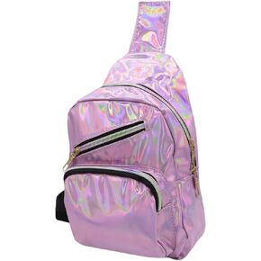 حقيبة صدر معدنية للنساء والرجال حقيبة كتف ثلاثية الأبعاد للجنسين ليزر رياضية Daypack حقيبة كتف جلدية لامعة in Kuwait