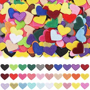 120 Pcs Flower, Heart Patches Mini Embroidery Applique Patches Colorful Sew Iron on Patches for Clothing Repair Decorations DIY Craft, 15 Colors