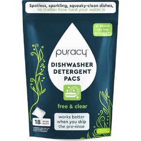 Puracy Dishwasher Pods Detergent 50 Count, Natural Dishwasher Detergent, Free & Clear Dish Tabs, Tiktok Trend Items, Enzyme-Powered, Spot & Residue-Free, Must Haves from Tiktok Made Me Buy It