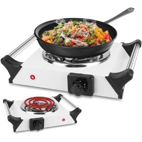 Moclever Hot Plate Electric Stove, 2000W Portable Cooking Stove w/Cooling Handle, 5 Levels of Adjustable Temperature, Countertop Burners Dual Coil Burner for Home RV Camping, Fits All Cookware