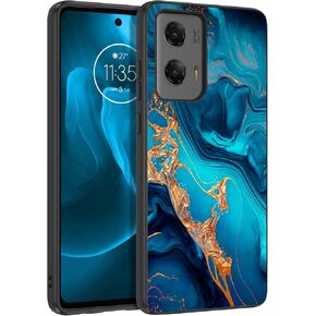 BENTOBEN for Moto G Stylus 5G 2024 Case, Slim Fit Glow in The Dark Hard PC Soft TPU Bumper Protective Girls Women Boy Men Cover for Motorola Moto G Stylus 5G 2024, Blue Marble/Gold