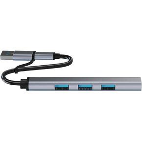 4-Port USB Hub, 4 Ft Long Cable USB Extension Multiple Port Splitter with Micro USB Charging Port Compatible for Windows PC, Laptop,Flash Drive,Wireless Mouse Keyboard