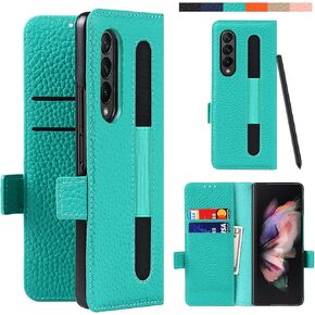 Wallet Phone Case Design for Samsung Galaxy Z Fold3 5G with S Pen Holder 9 Card Holder 1 Zipper Coin Wallet 2 Cash Slot Kickstand Lanyard Flip Leather Cover Black