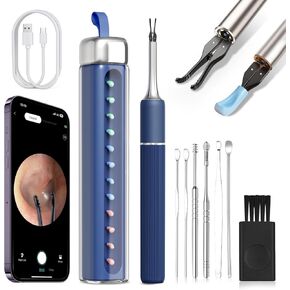 Ear Wax Removal Tool S5 with 10 MP Camera Otoscope, Omnidirectional Tweezer, Crodlsee Earwax Remover Tool with 12 Ear Spoon, Wireless Ear Cleaner with Light for iOS & Android