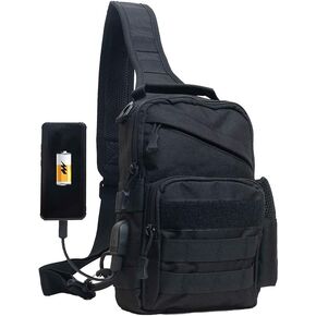 Ousawig Tactical Sling Bag Chest Sling Backpack Molle Shoulder Backpack Sling Pack for Men Traveling Hiking Walking（dark gray）