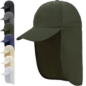 EINSKEY Unisex Baseball Sun Cap with Neck Flap, Waterproof Packable Sport Hat for Golf Garden Safari Hiking Fishing Running