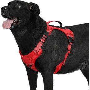 Bolux Tactical Dog Harness for Large Dogs,No Pull Adjustable Pet Dog Harness，Reflective K9 Working Training Easy Control Pet Vest Military Service Dog Harnesses (Red, X-Large (Pack of 1))