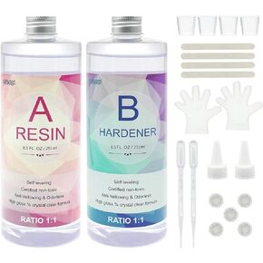 72oz Crystal Clear Epoxy Resin Kit Casting and Coating for River Table Tops, Art Resin,Jewelry Projects, DIY,Tumblers, Molds, Art Painting