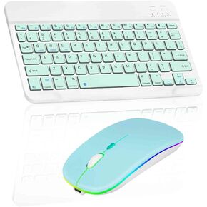 Rechargeable Bluetooth Keyboard and Mouse Combo Ultra Slim Full-Size Keyboard and Ergonomic Mouse for Samsung Galaxy Tab S8 Ultra and All Bluetooth Enabled Mac/Tablet/iPad/PC/Laptop - Onyx Black