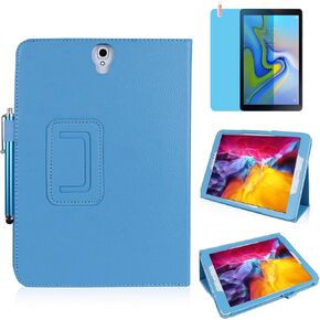 Slim Leather Case for Samsung Galaxy Tab S4 10.5 Inch 2018 (SM-T830 T835 T837), Multi-Angle Stand Full-Protective Tablet Cover Book Case with Stylus Pen,Screen Film (Sky Blue)