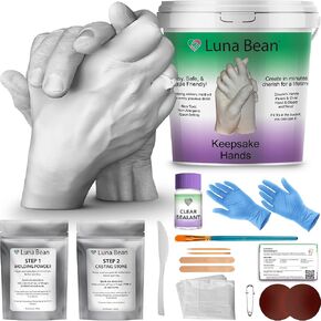 Luna Bean Huge Oversize XL Family Hand Casting Kit – Family Size Hand Molding Kit for Family – Casts 6 Hands Comfortably Adults & Kids, Unique Mothers Day Gifts Ideas