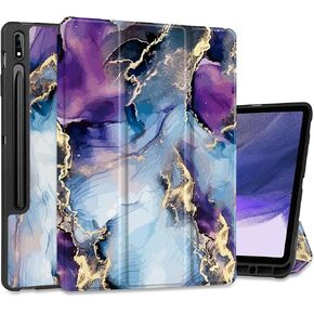 MEEgoodo Case for Samsung Galaxy Tab S9 Plus/S9 FE Plus 12.4 inch Cover 2023 with Pen Holder,Tablet Cases with Leather Folding Stand+Soft TPU Back Shell + Smart Auto Wake/Sleep, Bunch Flowers