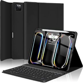 TQQ for iPad Pro 11-inch (M4) 2024 Case with Keyboard, Keyboard Case for iPad Pro 11-inch (M4), Detachable - Pencil Holder - Flip Stand Cover - Case for iPad Pro 11-inch (M4) (Black)
