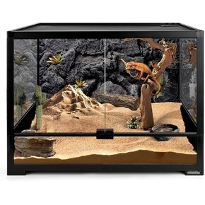 23 Gallon Reptile Terrarium Glass Tank 24"*18"*12.6" Knock-Down Cage Enclosure with Double Front Openning Door and Top Screen Ventilation for Bearded Dragon,Chameleon,Tarantula,Snake