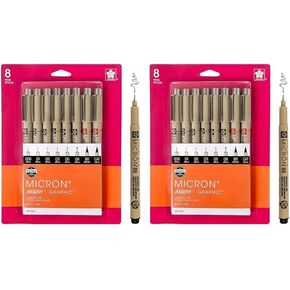 Sakura 30067 8-Piece Pigma Micron, Graphic & Brush Pen Set, Black in Saudi Arabia
