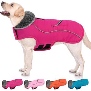 SUNFURA Large Dog Coat, Warm Dog Winter Coat XL Dog Jacket with Thicken Furry Collar, Adjustable Dog Fleece Jacket Turtleneck Dog Snow Jacket Vest for Large Dogs for Cold Weanther, Turquoise XL