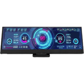 GOWENIC 14 Inch Secondary Screen, LCD Display Computer Temp Monitor Stretched Bar CPU GPU Data Temperature Monitor, 1920x550 Portable Second Screen for Aida64