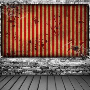 Halloween Circus Carnival Scary Backdrop Decoration Horrible Creepy Carnival Scene Setter Photo Prop Background Yellowing Bloody Splatter Banner for Scary Scenes, Birthday Party, Newborn, Baby Shower