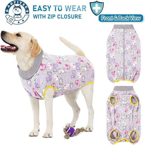 AOFITEE Dog Recovery Suit, Surgical Recovery Suit for Dog Female After Spay, Rabbit Pattern Dog Recovery Shirt for Abdominal Wounds, Anti Licking Dog Onesie Jumpsuit E-Collar Cone Alternative 3XL in Saudi Arabia