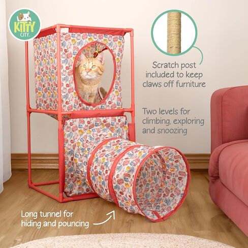 Kitty City Cozy Cat Play Furniture, Cozy Cube Retreat Cat Tower (Green) in Kuwait