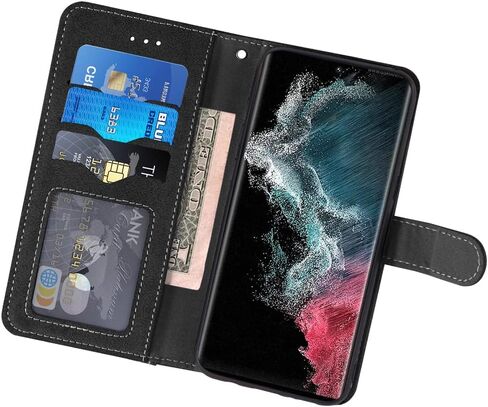Asuwish متوافق مع حافظة محفظة Samsung Galaxy S22 Ultra 5G وواقي شاشة من الزجاج المقسى وحامل بطاقة الائتمان وغطاء الهاتف الخلوي لهاتف Gaxaly S22ultra 22S S 22 22ultra G5 أرجواني in Saudi Arabia
