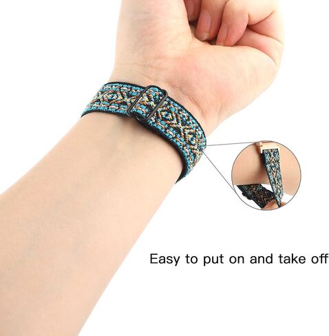 YONWORTH حزام ساعة مرن قابل للتعديل متوافق مع Veryfitpro ID205L ID205S ID205 ID205U عصابات الساعة الذكية، 19 مم حزام حلقة نايلون قابل للتمدد سوار معصم ناعم بديل رياضي للنساء والرجال in Saudi Arabia
