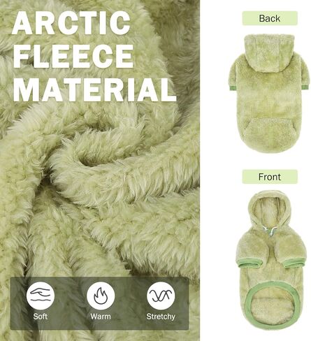 SCENEREAL Fleece Dog Sweater Hoodie for Small Medium Large Dogs, Fuzzy Warm Dog Sweatshirt with Pocket, Girl Boy Dog Clothes for Winter/Fall, Designer Cute Male/Female Dog Clothes with Leash Hole in Kuwait