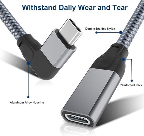 كابل تمديد USB C بزاوية يمنى من Itramax بطول 3.3 أقدام، 10 جيجابت في الثانية من النوع C 3.1 Gen2 ذكر إلى أنثى موسع، سلك تمديد USB C 90 درجة لأجهزة MacBook وMac وiPad Pro/Air 4 5/Mini 6,10، Nintendo Switch، Steam ظهر السفينة in Kuwait