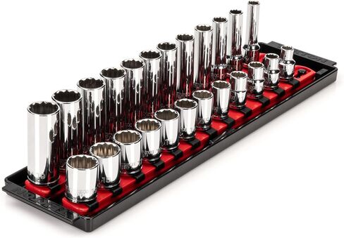 مجموعة مقابس TEKTON مقاس 3/8 بوصة ذات 12 نقطة مع قضبان، 30 قطعة (1/4-1 بوصة) | SHD91210 in Kuwait