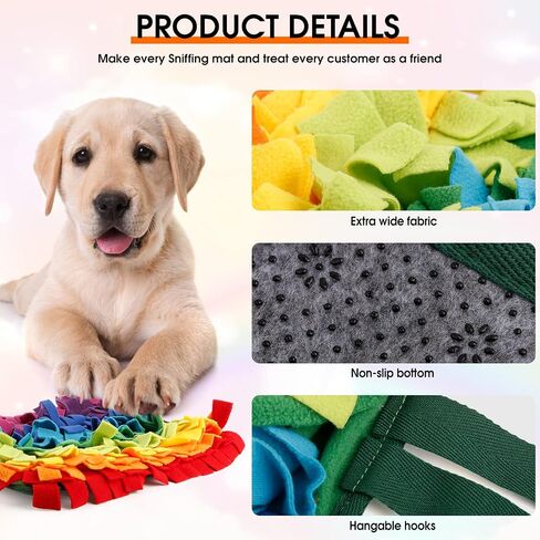 Pet Snuffle Mat for Dogs, Interactive Feeding Mat, Snuffle Mat for Cats,10x10.5 Inch Rainbow Mat, Nosework Training Mats Indoor Outdoor Stress Relief for Puzzle Toys Small Medium Pet Sniffing Mat in Saudi Arabia