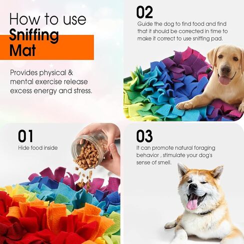Pet Snuffle Mat for Dogs, Interactive Feeding Mat, Snuffle Mat for Cats,10x10.5 Inch Rainbow Mat, Nosework Training Mats Indoor Outdoor Stress Relief for Puzzle Toys Small Medium Pet Sniffing Mat in Saudi Arabia