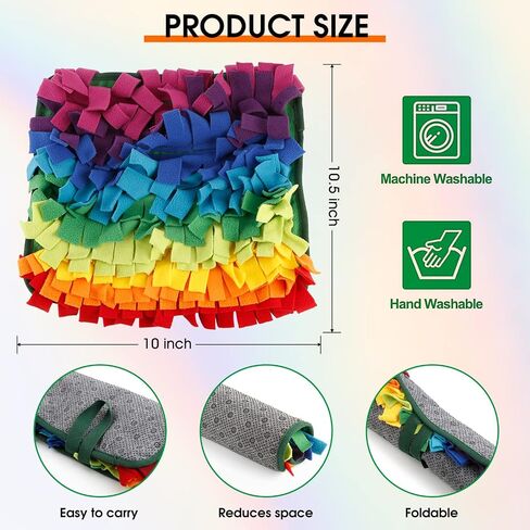 Pet Snuffle Mat for Dogs, Interactive Feeding Mat, Snuffle Mat for Cats,10x10.5 Inch Rainbow Mat, Nosework Training Mats Indoor Outdoor Stress Relief for Puzzle Toys Small Medium Pet Sniffing Mat in Saudi Arabia