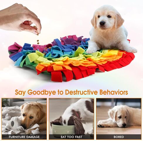 Pet Snuffle Mat for Dogs, Interactive Feeding Mat, Snuffle Mat for Cats,10x10.5 Inch Rainbow Mat, Nosework Training Mats Indoor Outdoor Stress Relief for Puzzle Toys Small Medium Pet Sniffing Mat in Saudi Arabia