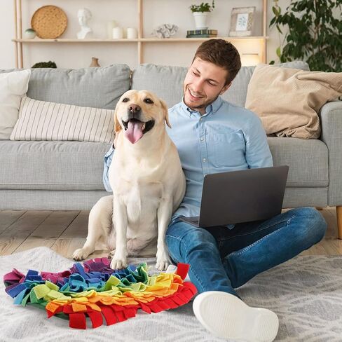 Pet Snuffle Mat for Dogs, Interactive Feeding Mat, Snuffle Mat for Cats,10x10.5 Inch Rainbow Mat, Nosework Training Mats Indoor Outdoor Stress Relief for Puzzle Toys Small Medium Pet Sniffing Mat in Saudi Arabia