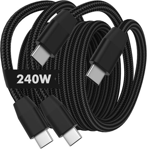 MoKo 240W USB C to USB C Cable, [2Pack, 6.6ft] Nylon Braided USB C Cable, Type C to C Cable Fast Charging Cord for iPhone 15/15 Pro/15 Plus/15Pro Max, MacBook Pro 2020, Samsung Galaxy S24, White in Saudi Arabia