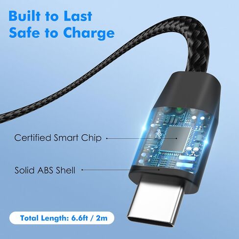 MoKo 240W USB C to USB C Cable, [2Pack, 6.6ft] Nylon Braided USB C Cable, Type C to C Cable Fast Charging Cord for iPhone 15/15 Pro/15 Plus/15Pro Max, MacBook Pro 2020, Samsung Galaxy S24, White in Saudi Arabia