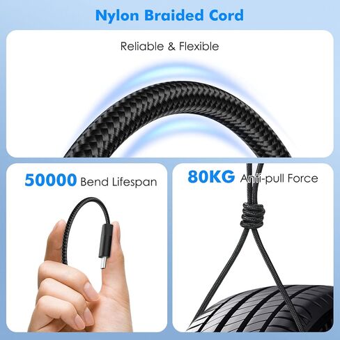 MoKo 240W USB C to USB C Cable, [2Pack, 6.6ft] Nylon Braided USB C Cable, Type C to C Cable Fast Charging Cord for iPhone 15/15 Pro/15 Plus/15Pro Max, MacBook Pro 2020, Samsung Galaxy S24, White in Saudi Arabia