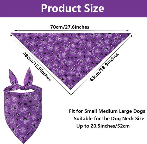 Halloween Dog Bandanas, LMSHOWOWO 2 Pack Double Layer Reversible Pumpkin Spider Web Dog Halloween Bandana, Premium Dog Halloween Costume Holiday Dog Bandana for Small Medium Large Dogs Cats Pets in Saudi Arabia