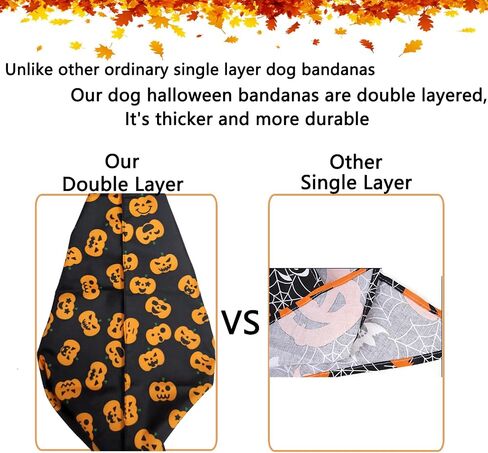 Halloween Dog Bandanas, LMSHOWOWO 2 Pack Double Layer Reversible Pumpkin Spider Web Dog Halloween Bandana, Premium Dog Halloween Costume Holiday Dog Bandana for Small Medium Large Dogs Cats Pets in Saudi Arabia
