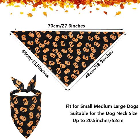 Halloween Dog Bandanas, LMSHOWOWO 2 Pack Double Layer Reversible Pumpkin Spider Web Dog Halloween Bandana, Premium Dog Halloween Costume Holiday Dog Bandana for Small Medium Large Dogs Cats Pets in Saudi Arabia