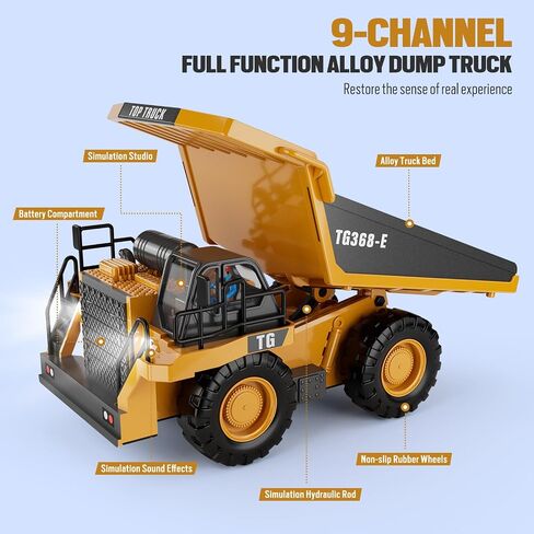 Remote Control Excavator Toys for Boys, 1200mAh RC Excavator Toy with Metal Shovel & Light, 11CH Excavator Toys for Boys 3-5 4-7 8-12 Year Old Kids Christmas Birthday Gift, 60+Mins/Sounds/One-Key Demo in Saudi Arabia