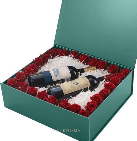 PACKHOME 16.3x14.2x5 Inches, Extra Large Gift Box with Lid, Gift Box for Clothes and Large Gifts (Silver with Grass Texture) in Saudi Arabia